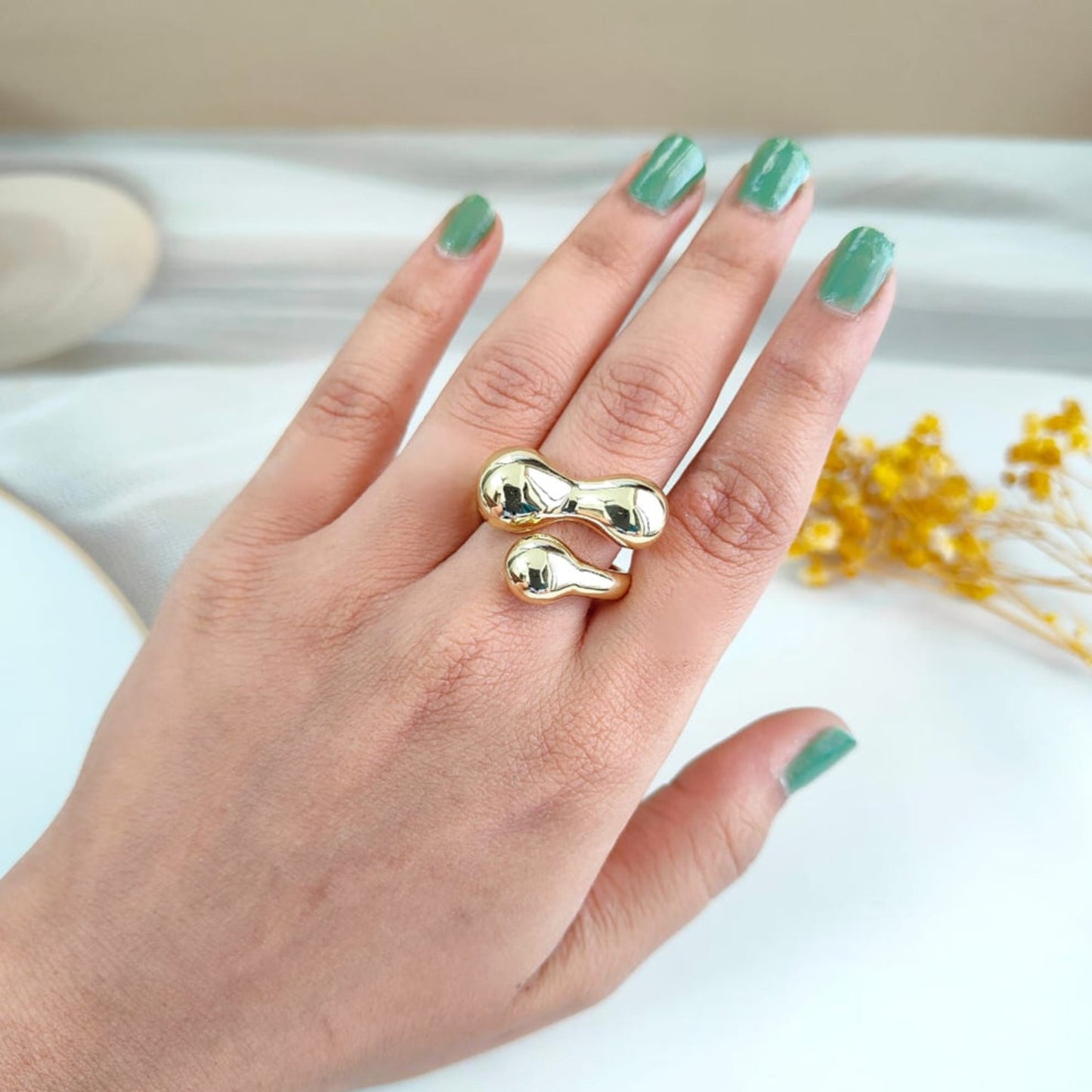 Gold Bubble Open Ring (AK9180_2)