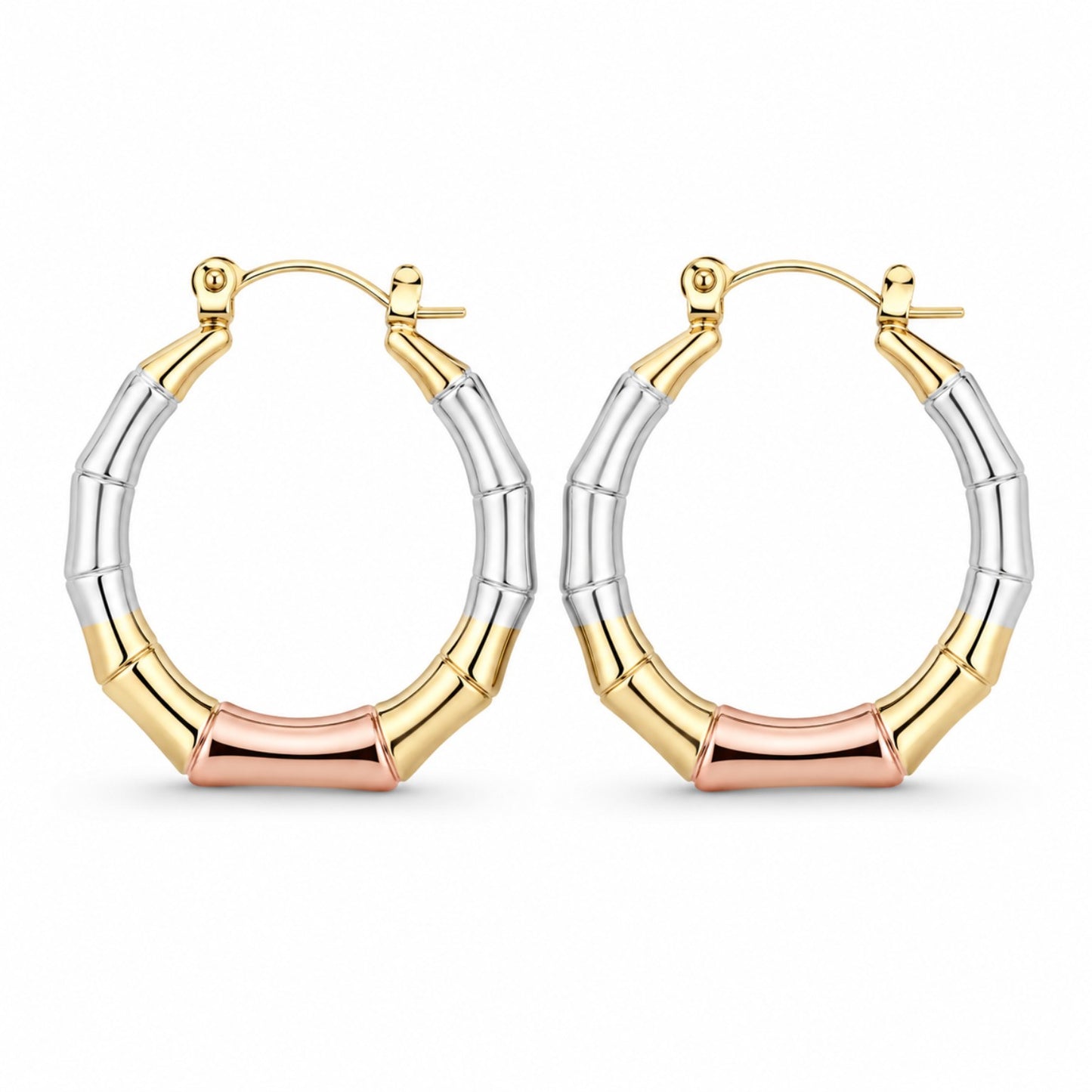 Tri-Tone Bamboo Hoop Earrings (AK91120_2)
