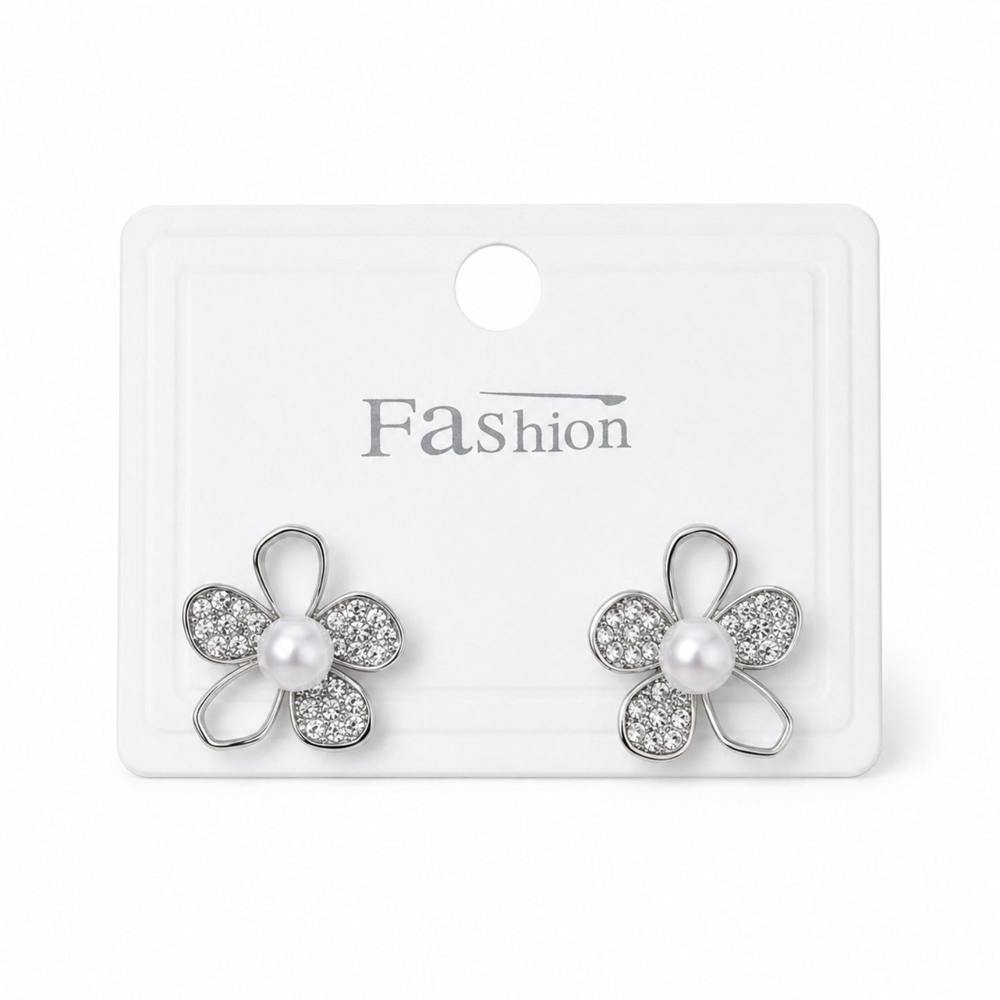 Flower Pearl Stud Earrings (AK91130_2)