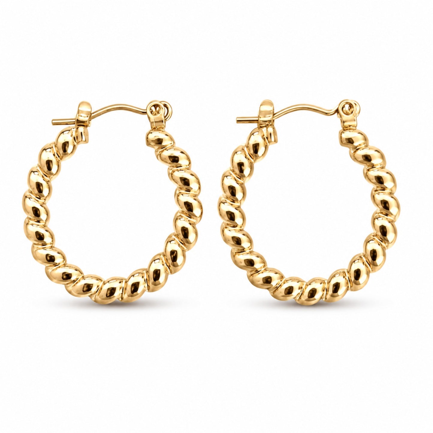 Gold Twisted Hoop Earrings (AK91444_2)