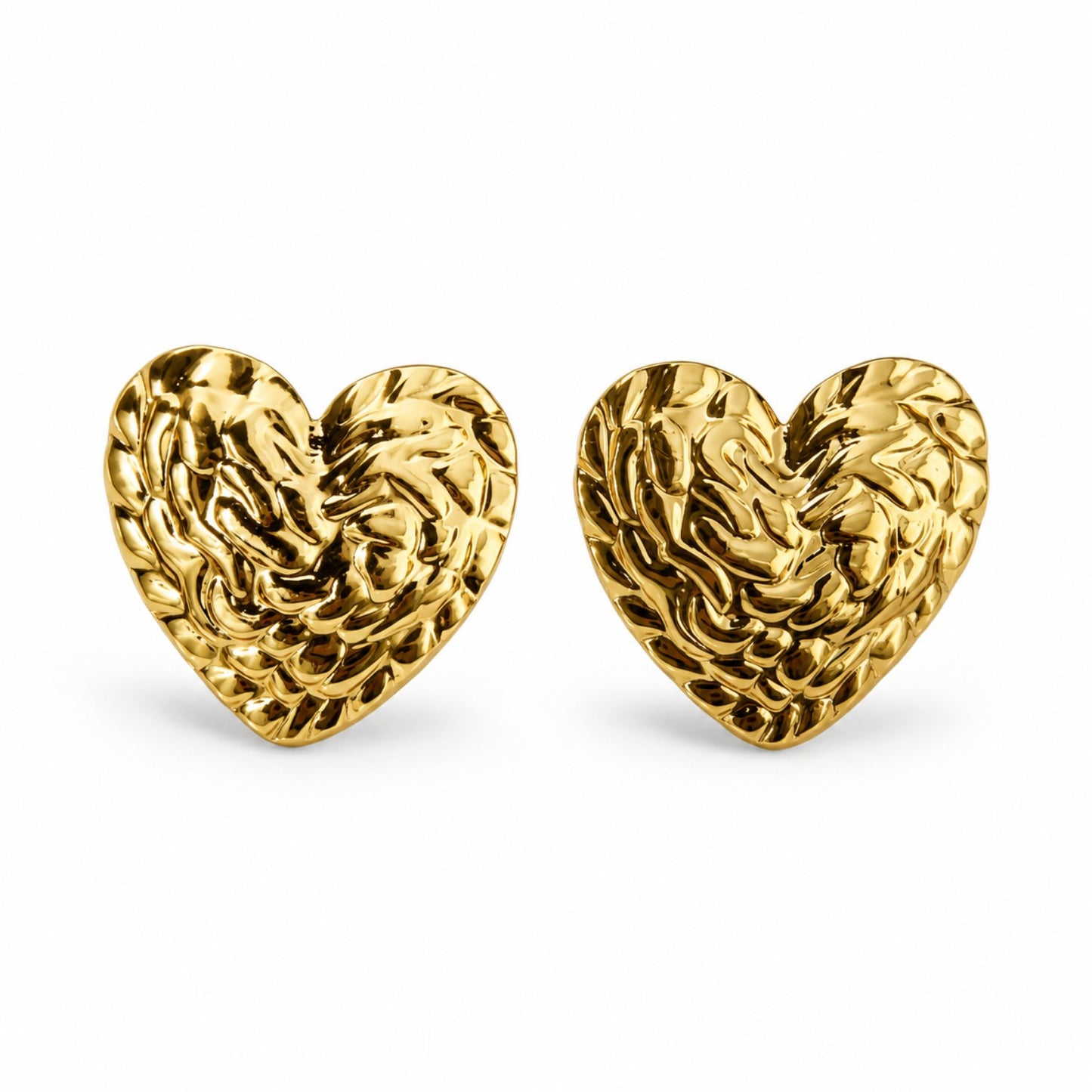 Gold Heart Stud Earrings (AK91480_2)