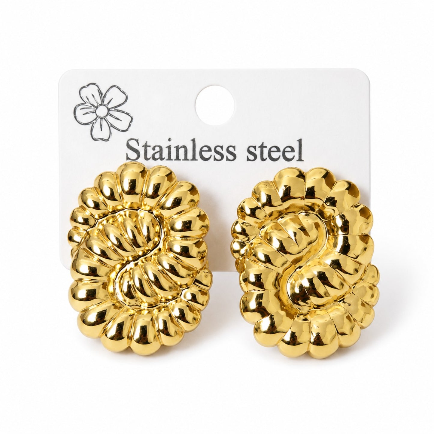 Gold Floral Stud Earrings (AK91480_2)