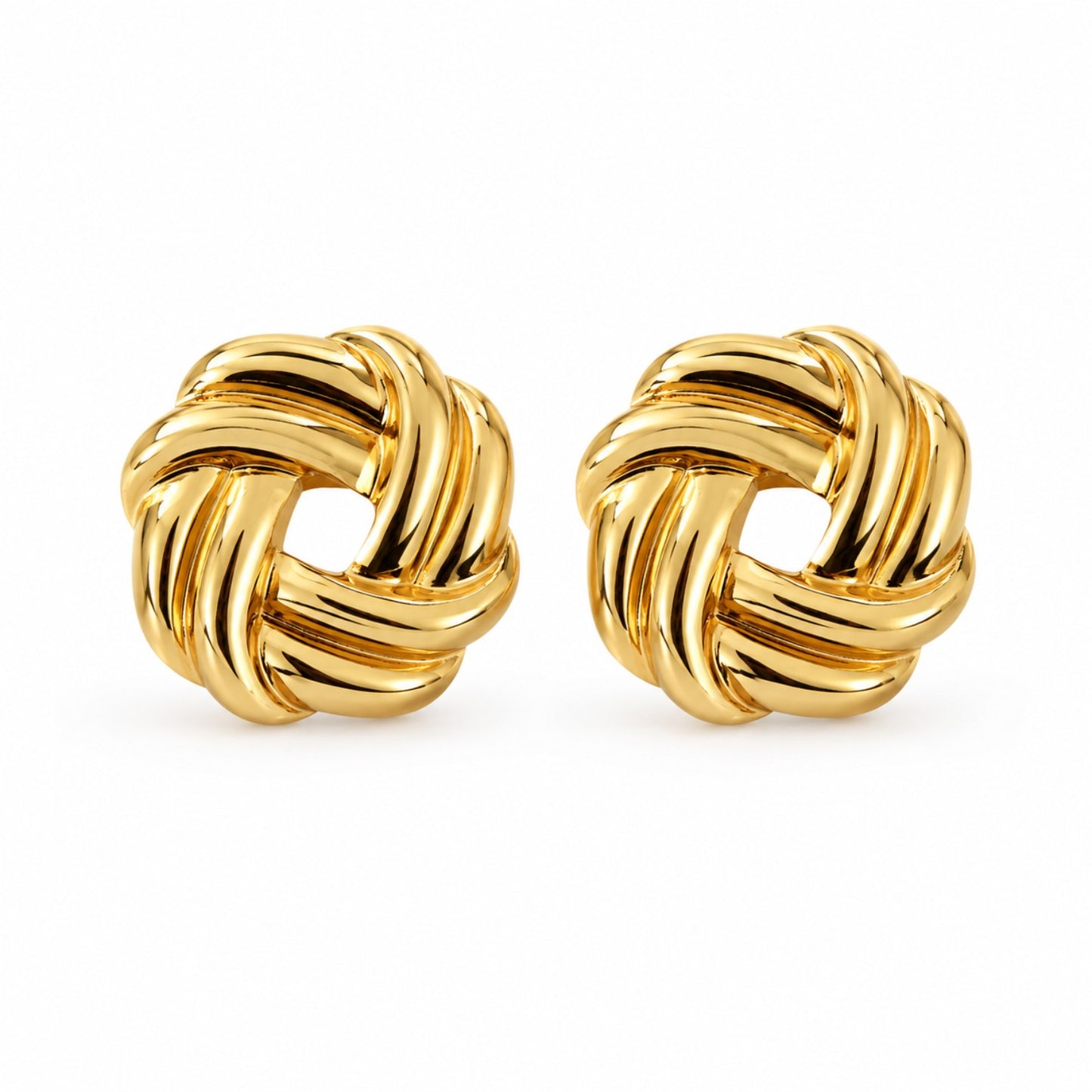 Gold Knot Stud Earrings (AK91480_2)