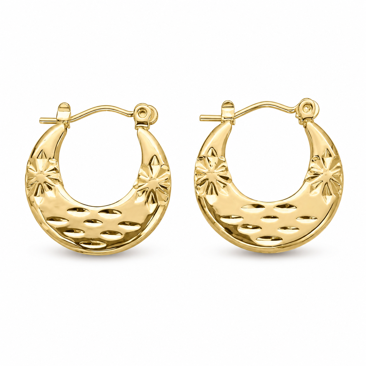 Gold Heart Bead Hoop Earrings (AK91444_2)