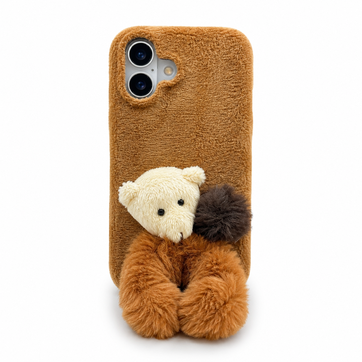 Cute Plush Dog Fur Texture Phone Case with Camera Protection (iphone 14)