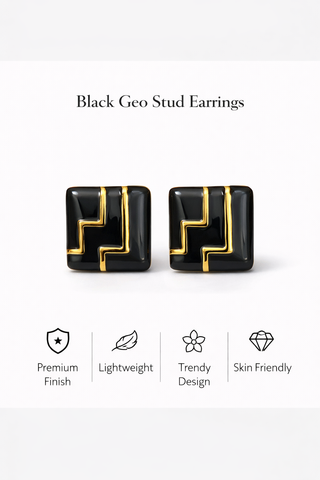 Geo Square Stud Earrings (AK91444)