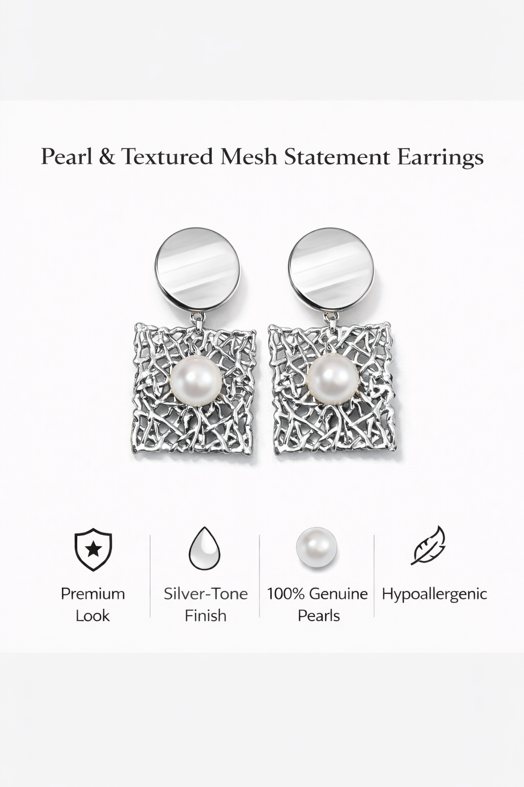 Pearl Mesh Statement Earrings (AK91420)
