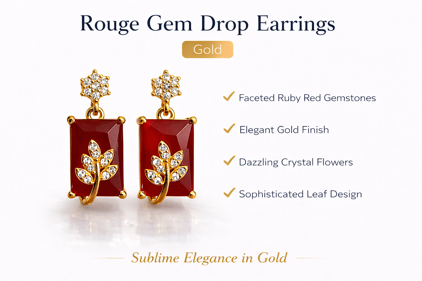 Leaf Crystal Gem Drop Earrings (SF91360)
