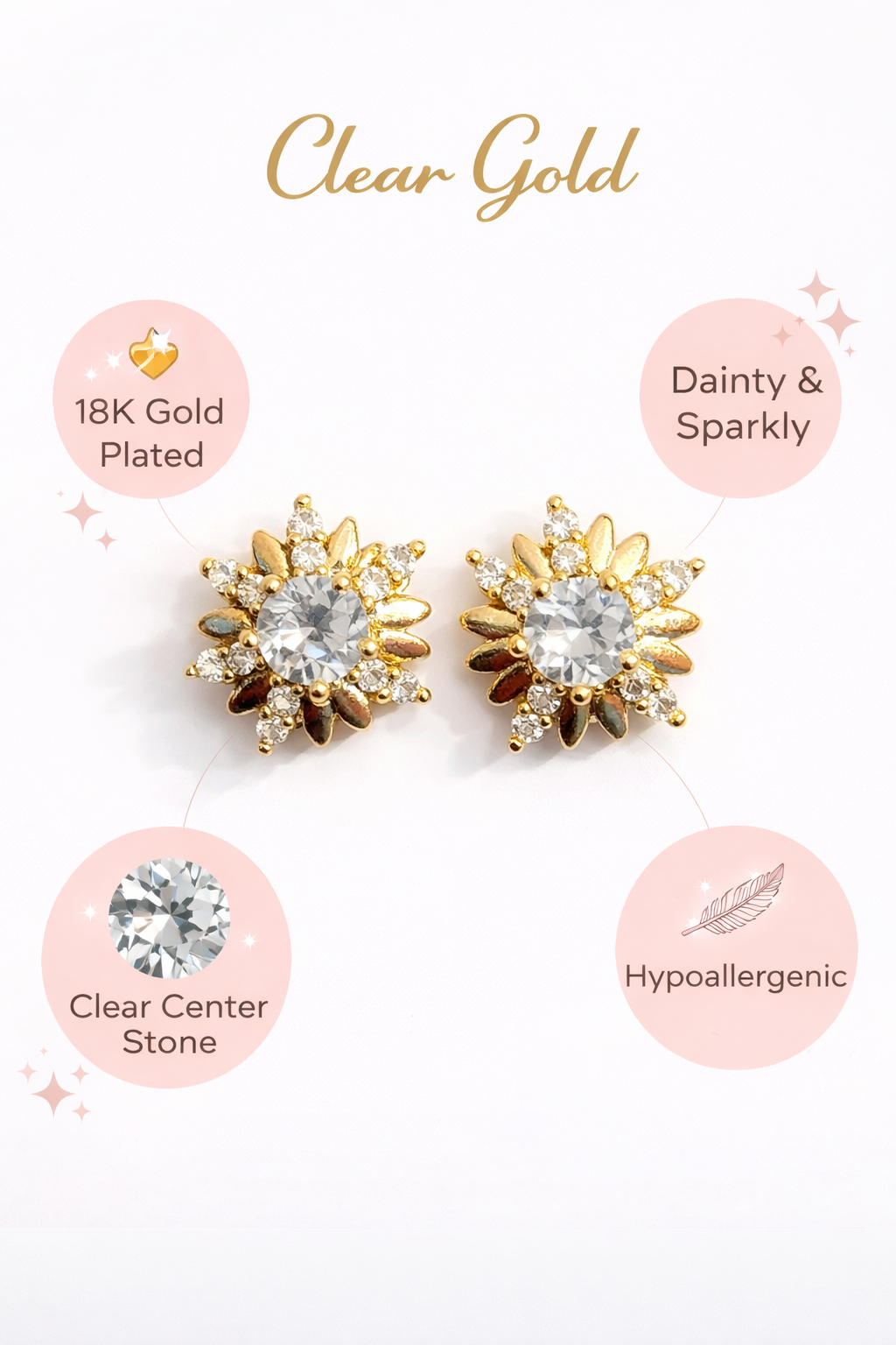 Floral Gemstone Stud Earrings (SF91210)