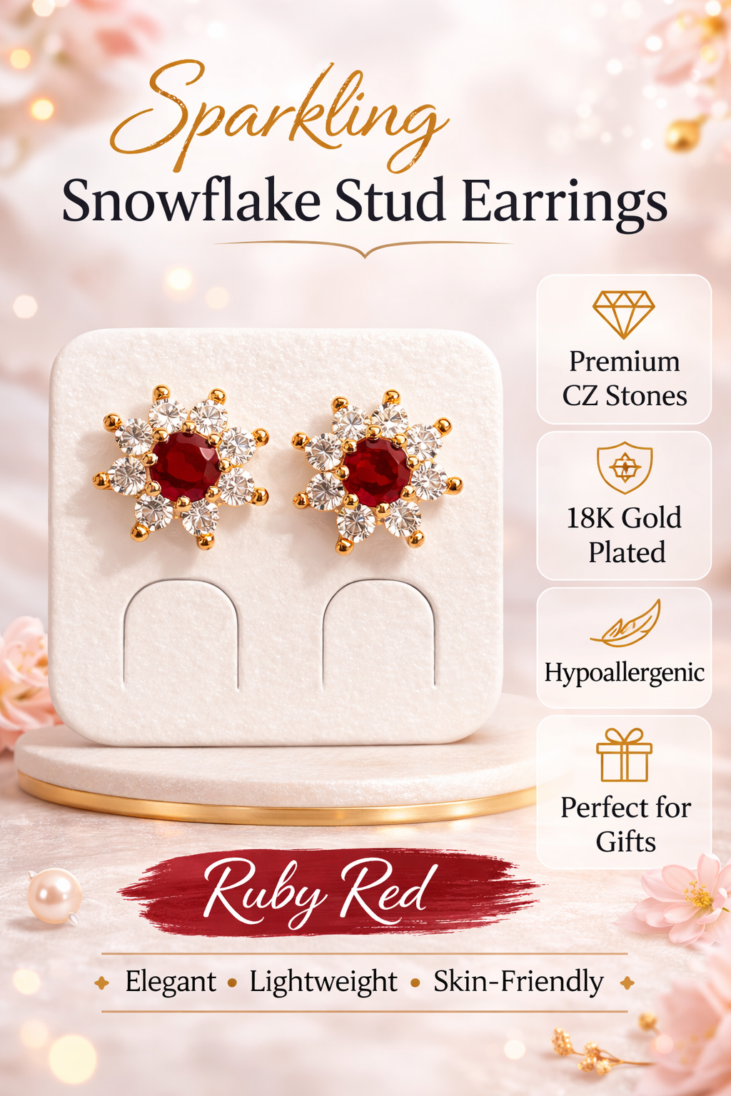 Sparkling Snowflake Stud Earrings (SF91210)