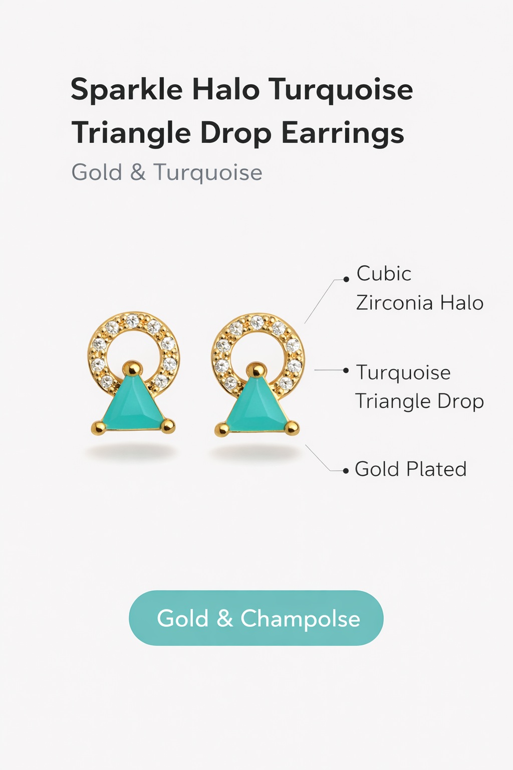Sparkle Halo Triangle Drop Earrings (SF91210)