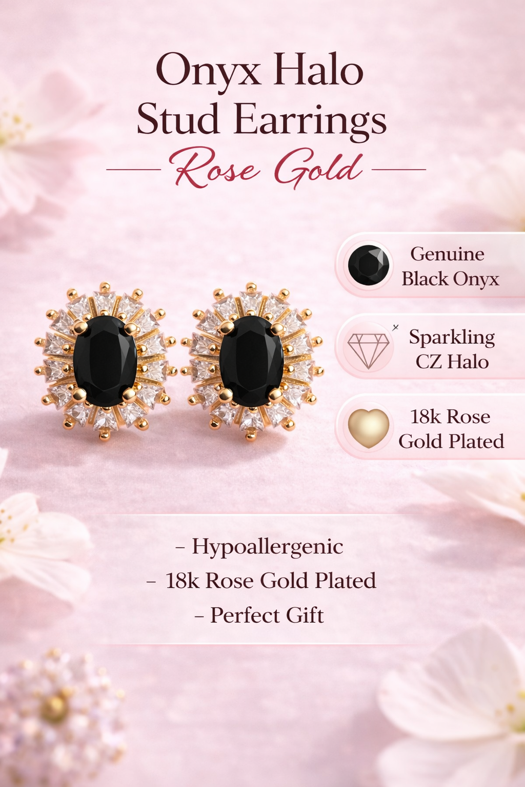 Rose Gold Halo Stud Earrings (SF91420)