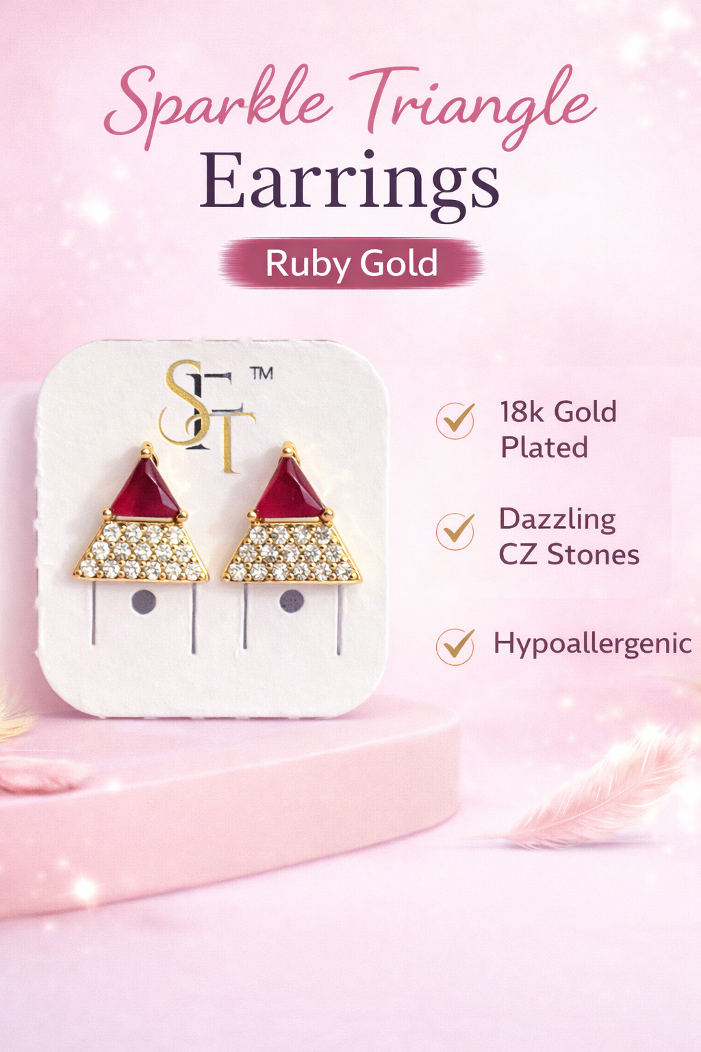 Sparkling Triangle Stud Earrings (SF91270)