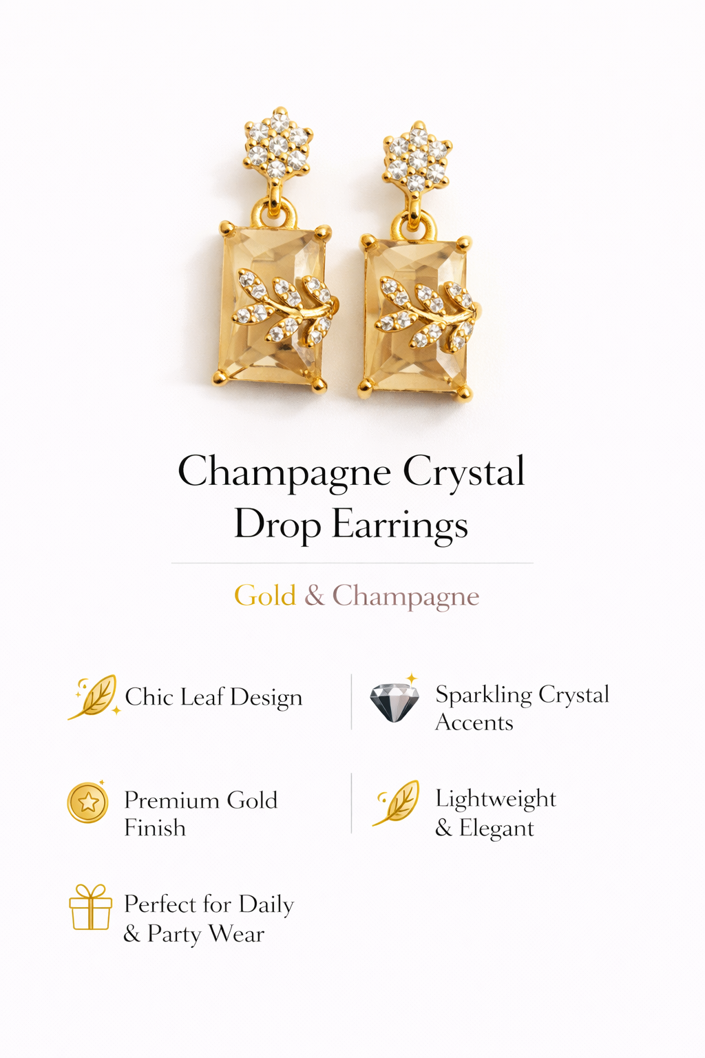 Leaf Crystal Drop Earrings (SF91300)