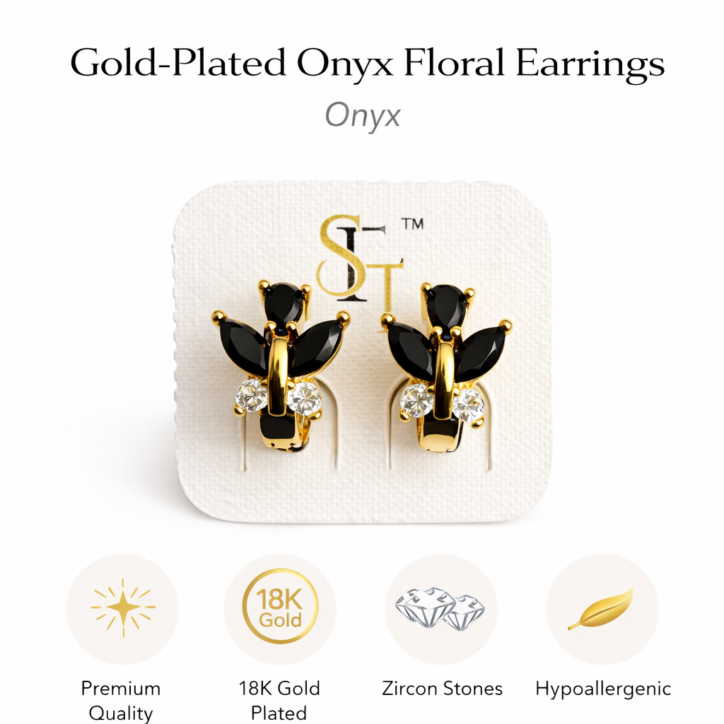 Gold-Plated Butterfly Floral Earrings (SF91258_2)