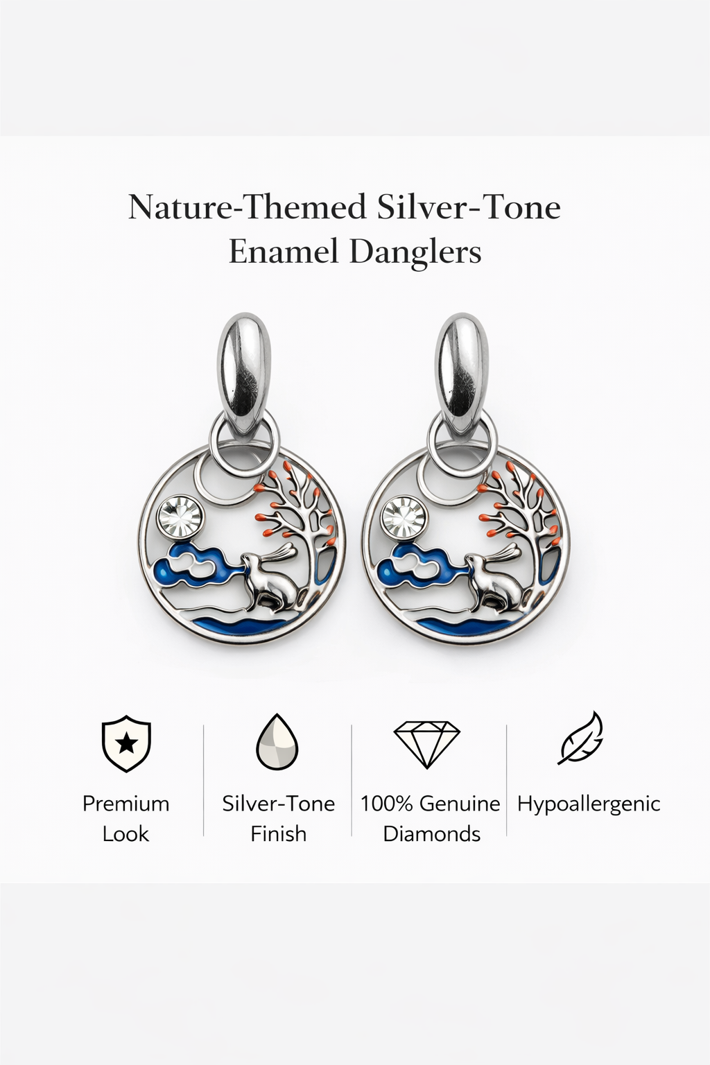 Nature-Themed Enamel Dangler Earrings (AK91516)