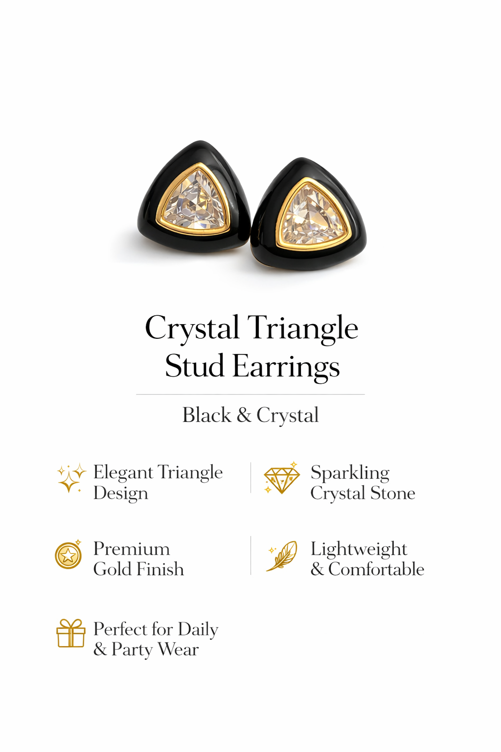 Crystal Triangle Stud Earrings (SF91300)