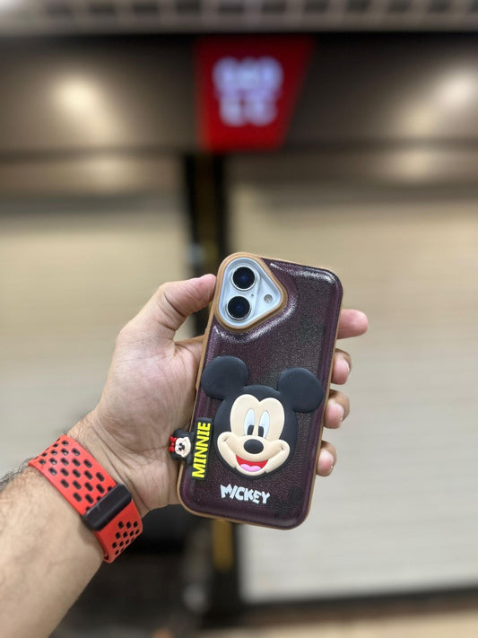3D Cartoon Mouse Leather Texture Phone Case with Camera Protection (iphone 14)