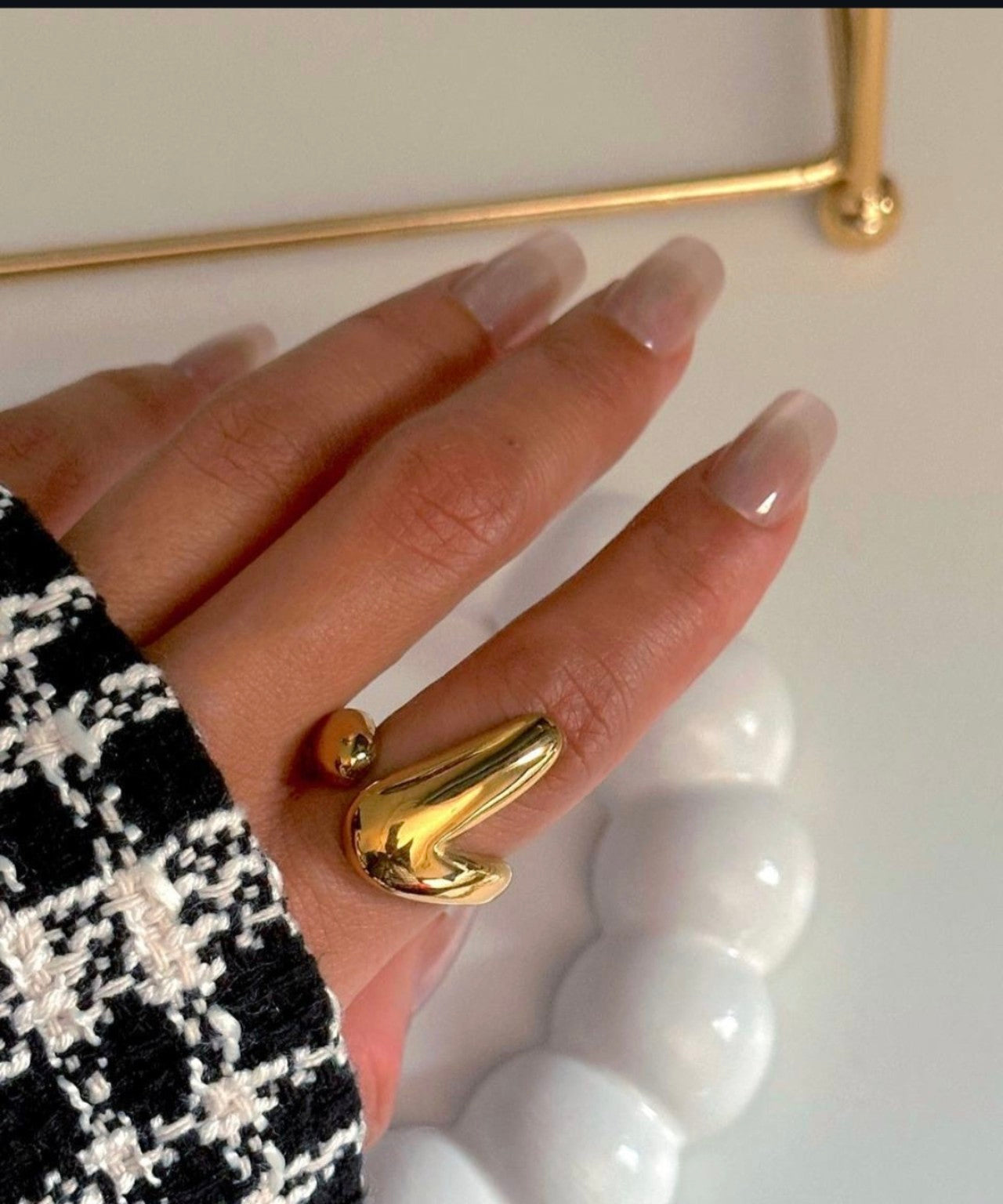 Gold Sculpted Open Ring (AK9180_2)