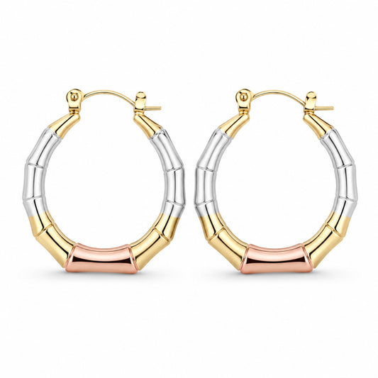 Tri-Tone Bamboo Hoop Earrings (AK91120_2)