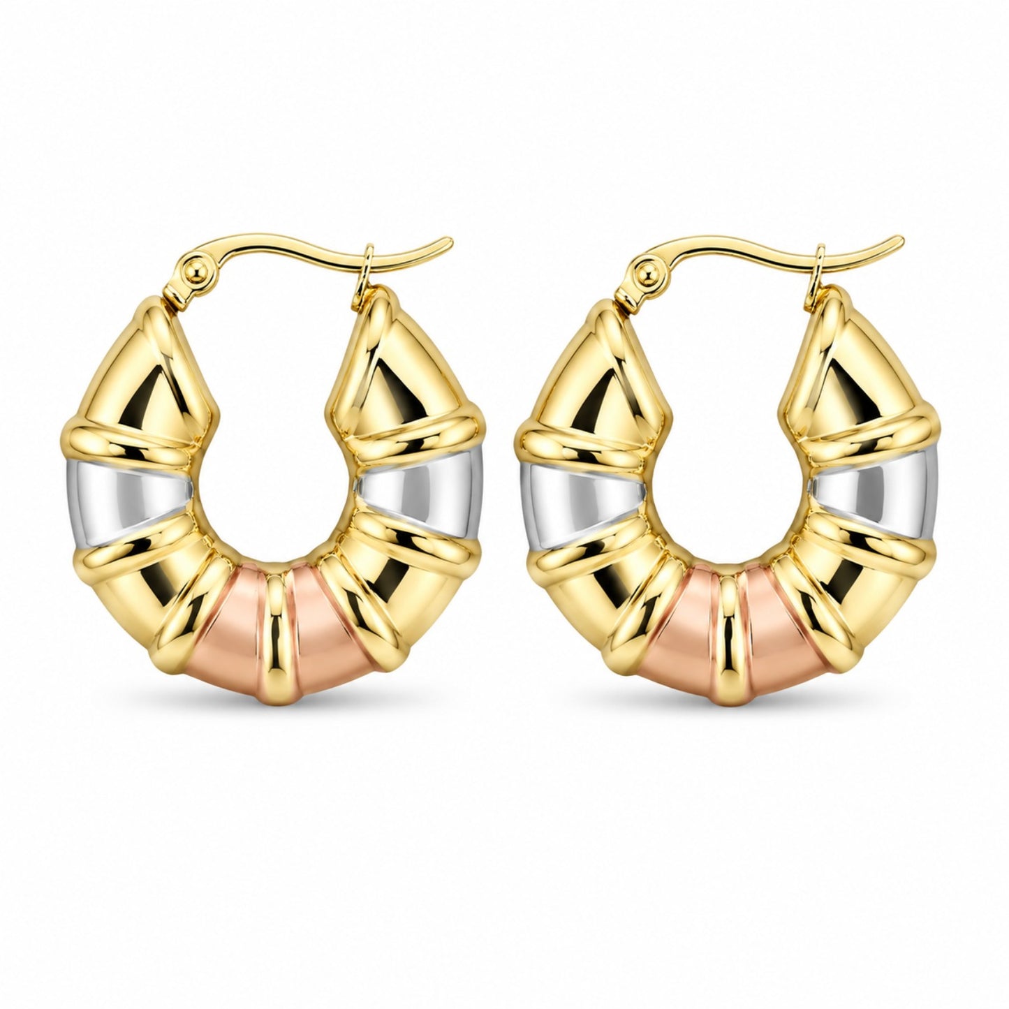 Tri-Tone Croissant Hoop Earrings (AK91120_2)