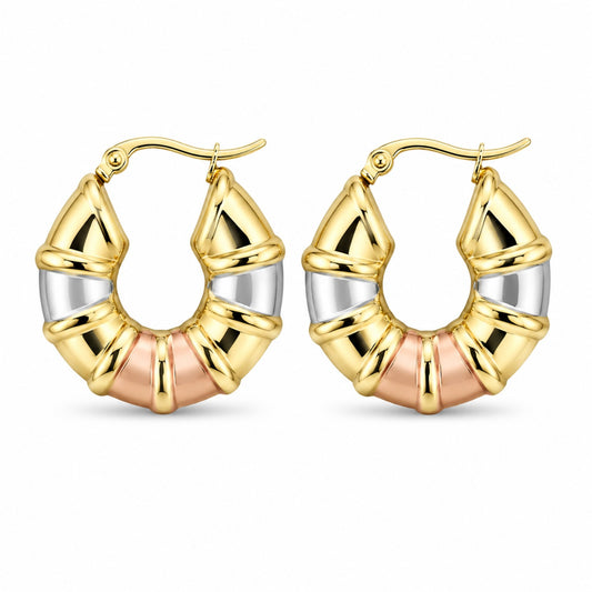 Tri-Tone Croissant Hoop Earrings (AK91120_2)