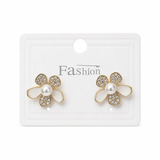 Flower Pearl Stud Earrings (AK91130_2)