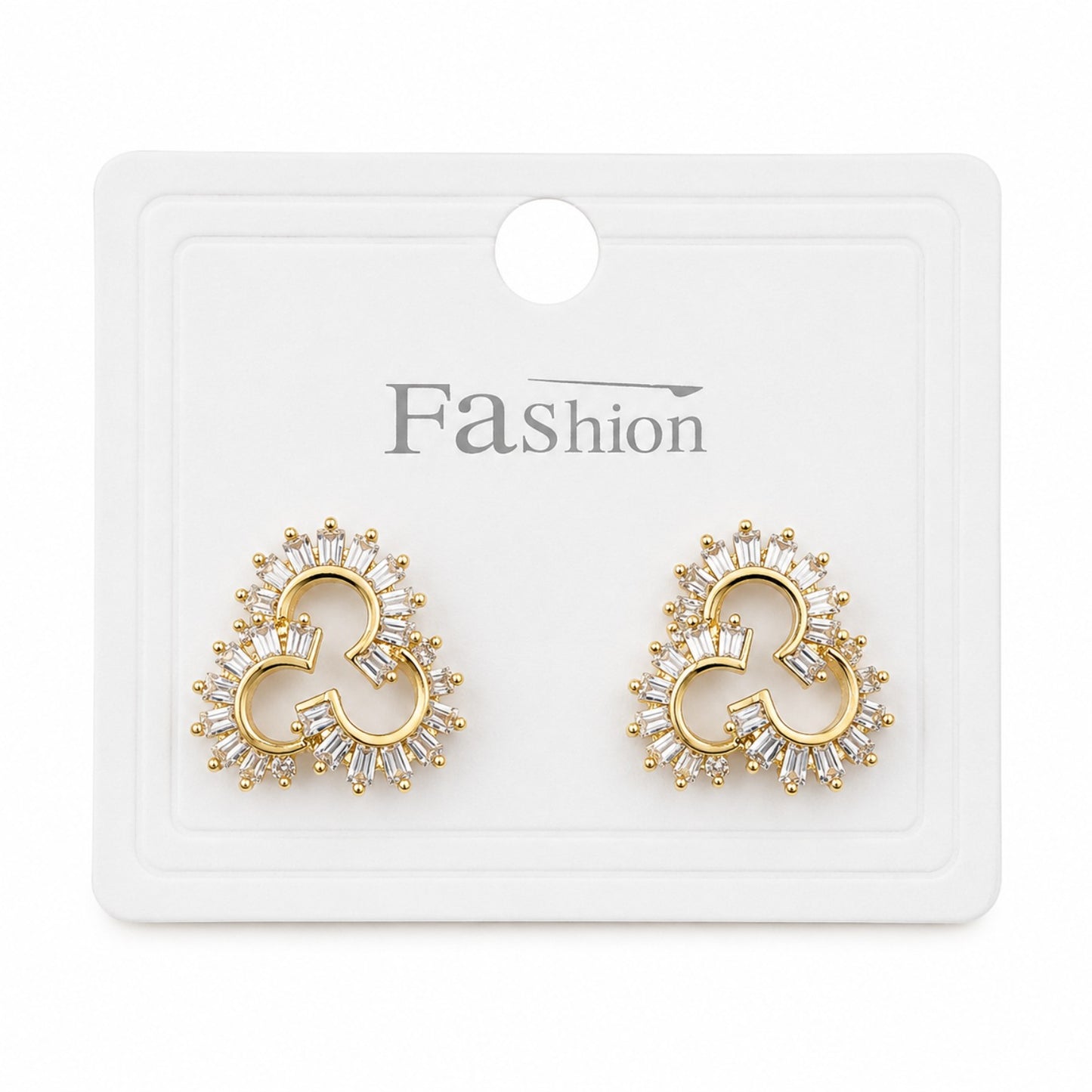 Clover Crystal Stud Earrings (AK91150_2)