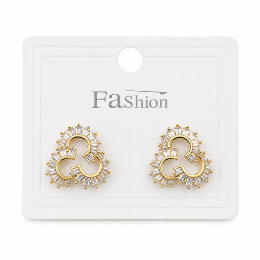 Clover Crystal Stud Earrings (AK91150_2)
