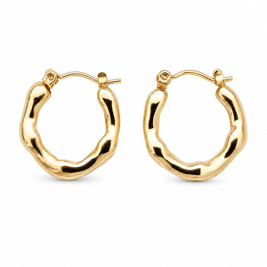 Gold Chunky Hoop Earrings (AK91444_2)