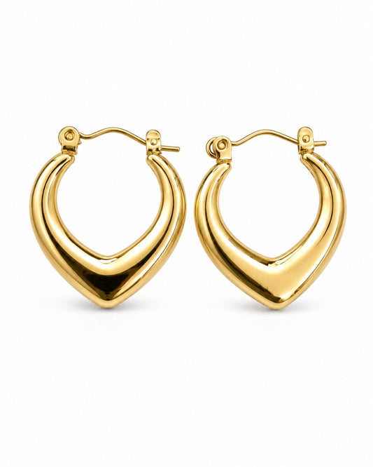Gold V-Shaped Hoop Earrings (AK91444_2)