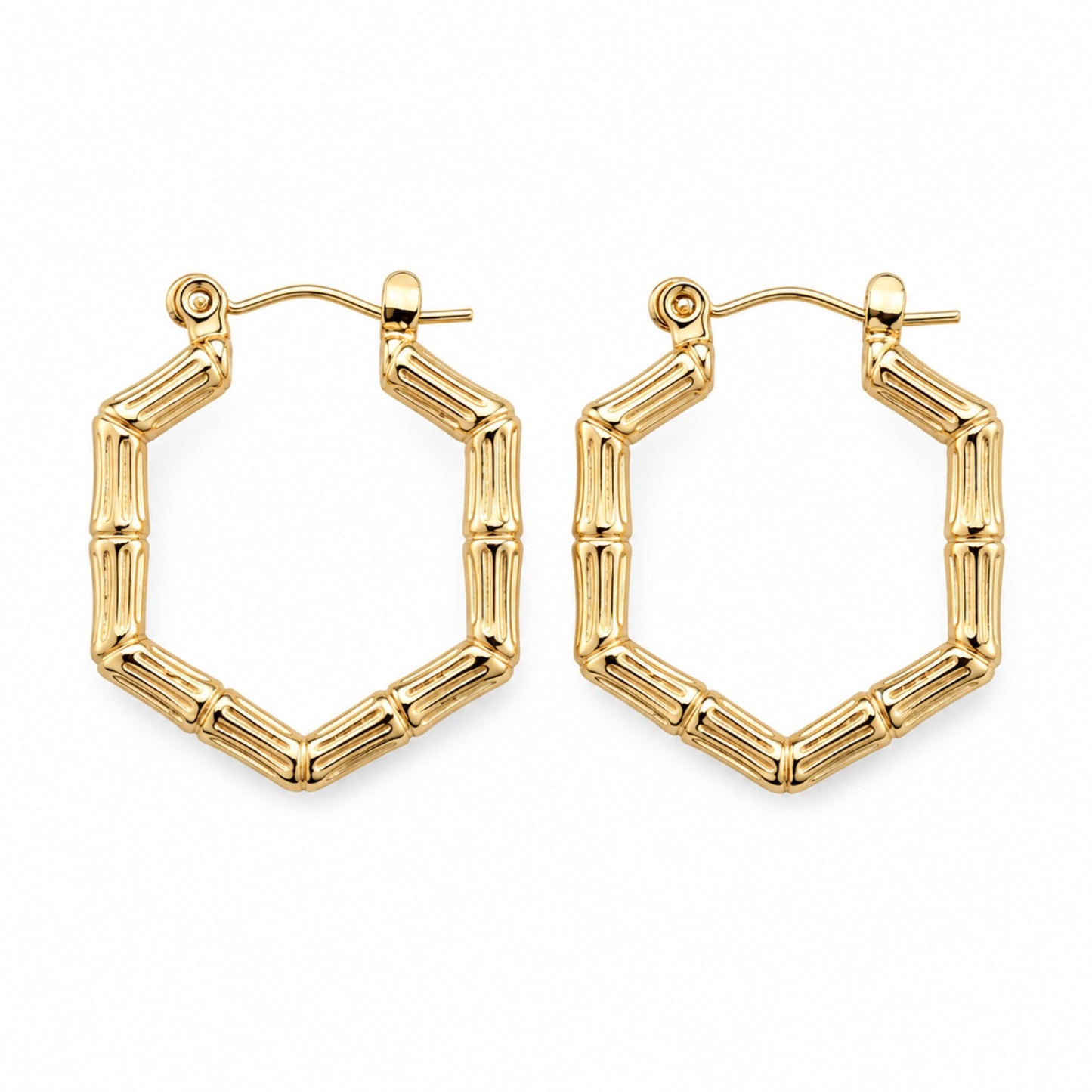 Gold Bamboo Hoop Earrings (AK91444_2)