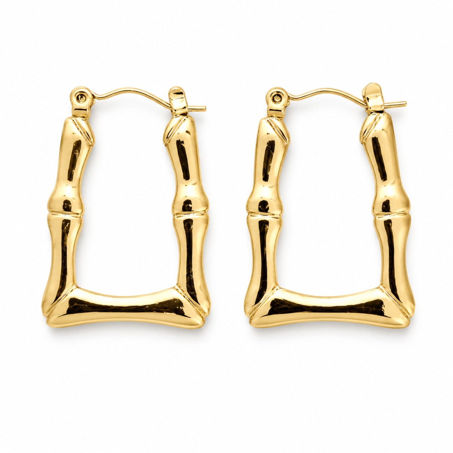 Gold Square Bamboo Hoop Earrings (AK91444_2)