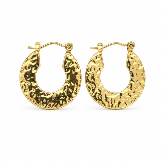 Gold Hammered Hoop Earrings (AK91444_2)