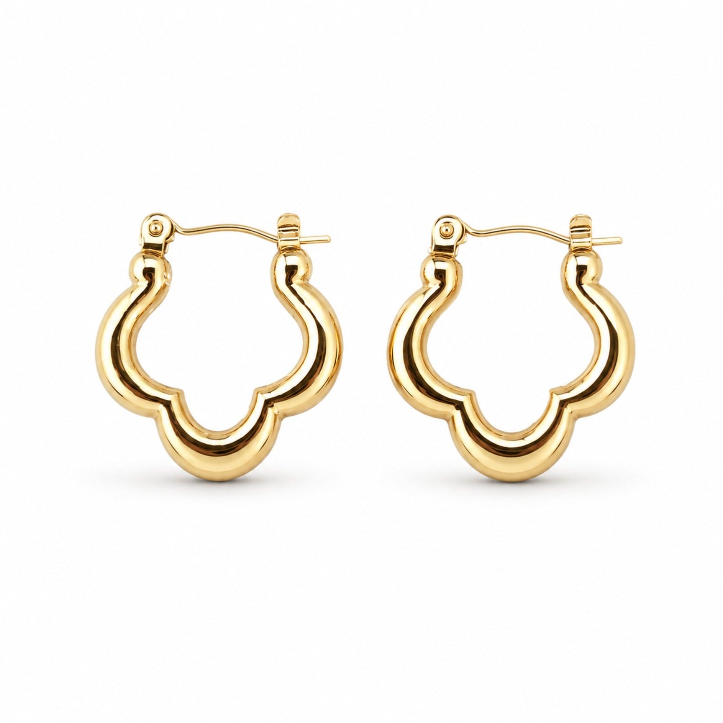 Gold Scallop Hoop Earrings (AK91444_2)