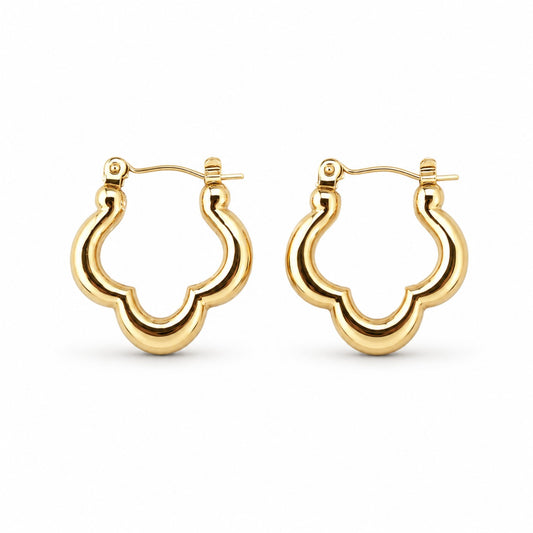 Gold Scallop Hoop Earrings (AK91444_2)
