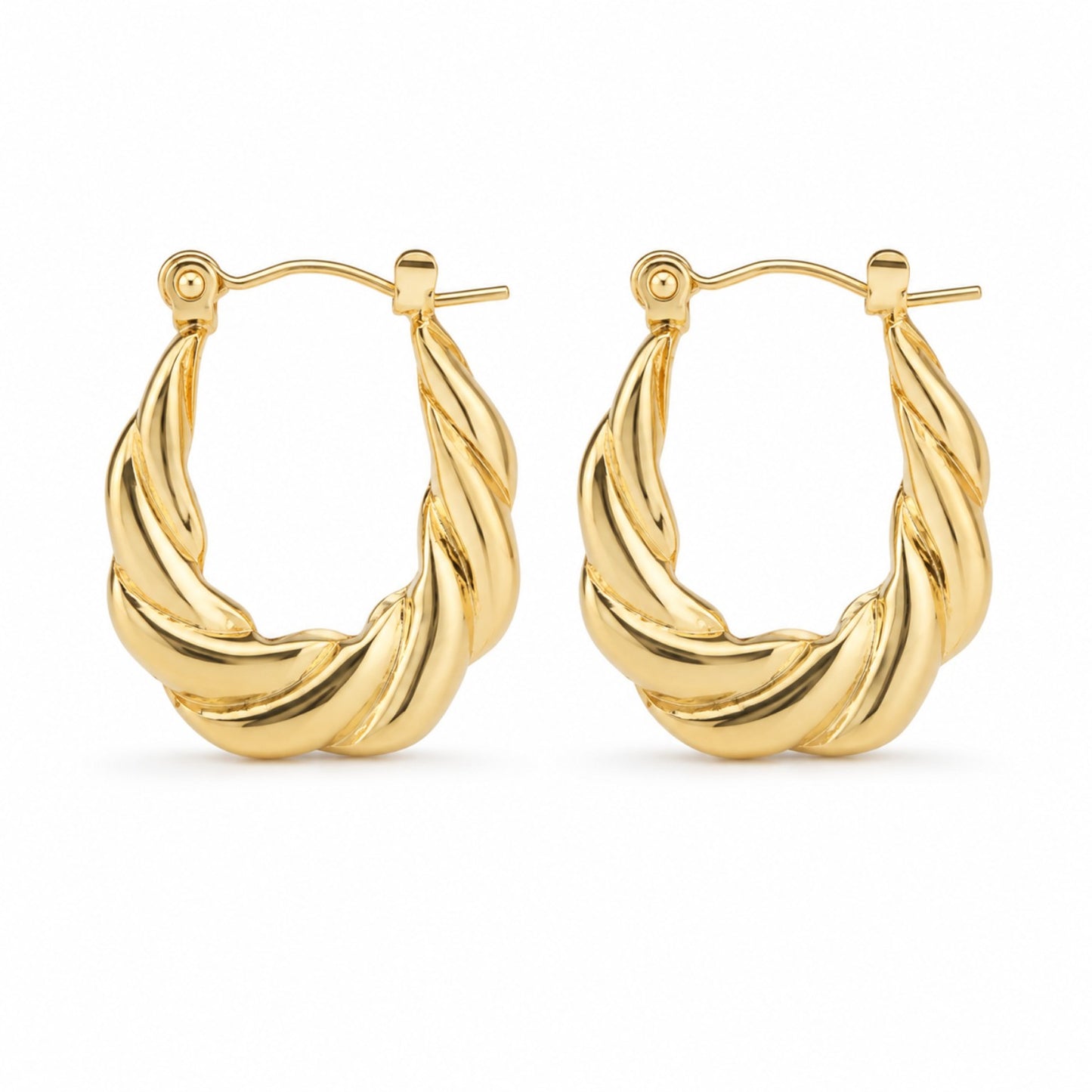 Gold Spiral Twisted Hoop Earrings (AK91444_2)