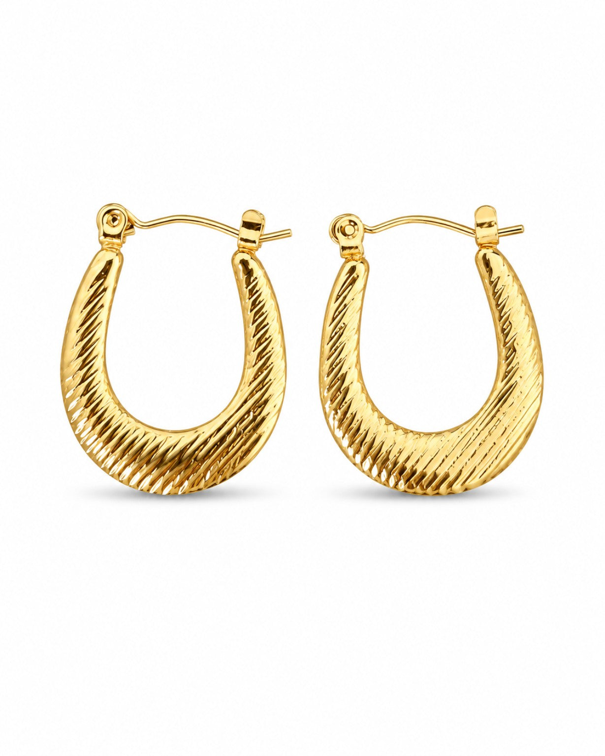 Gold Textured Hoop Earrings (AK91444_2)