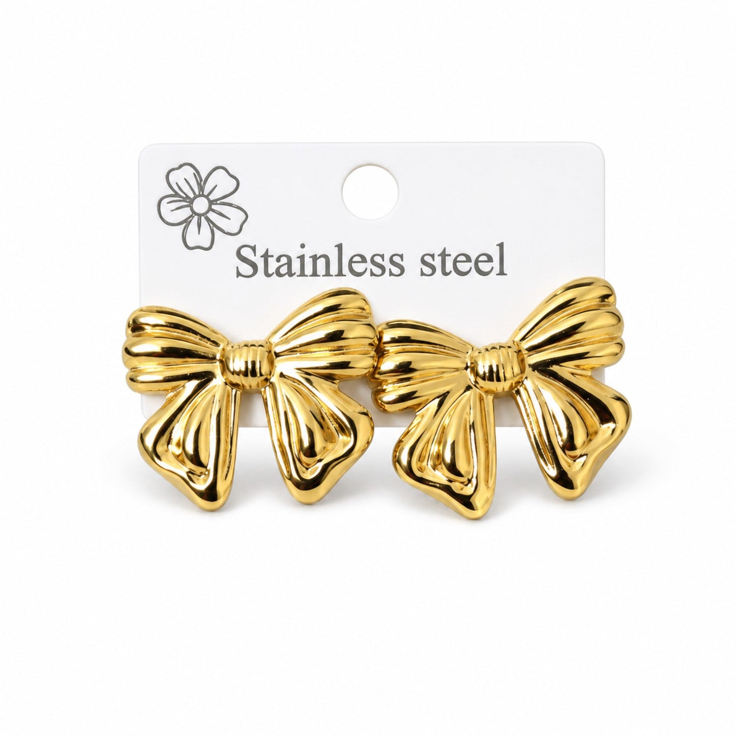 Gold Bow Stud Earrings (AK91480_2)