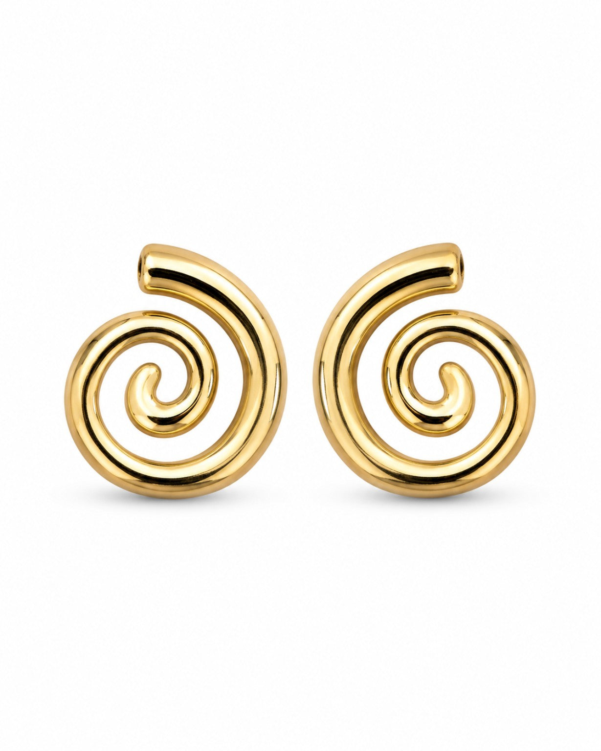 Gold Spiral Stud Earrings (AK91480_2)