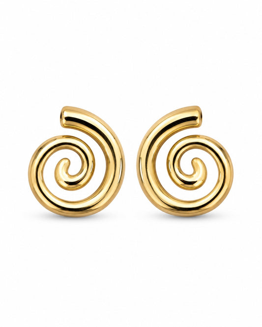 Gold Spiral Stud Earrings (AK91480_2)