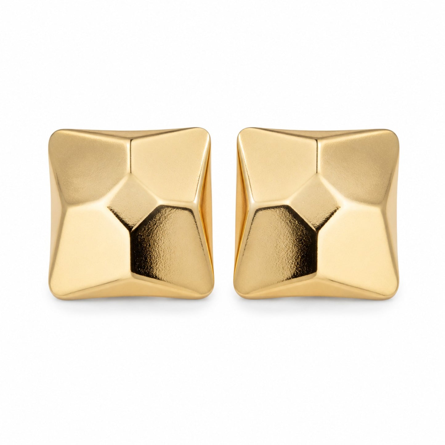 Gold Geometric Square Stud Earrings (AK91480_2)