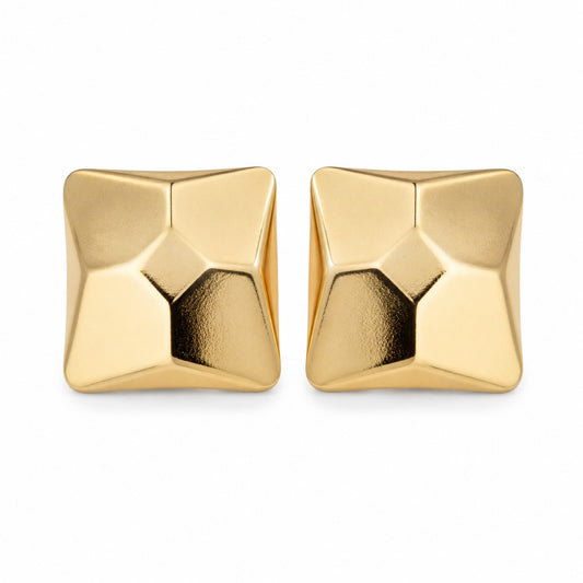 Gold Geometric Square Stud Earrings (AK91480_2)