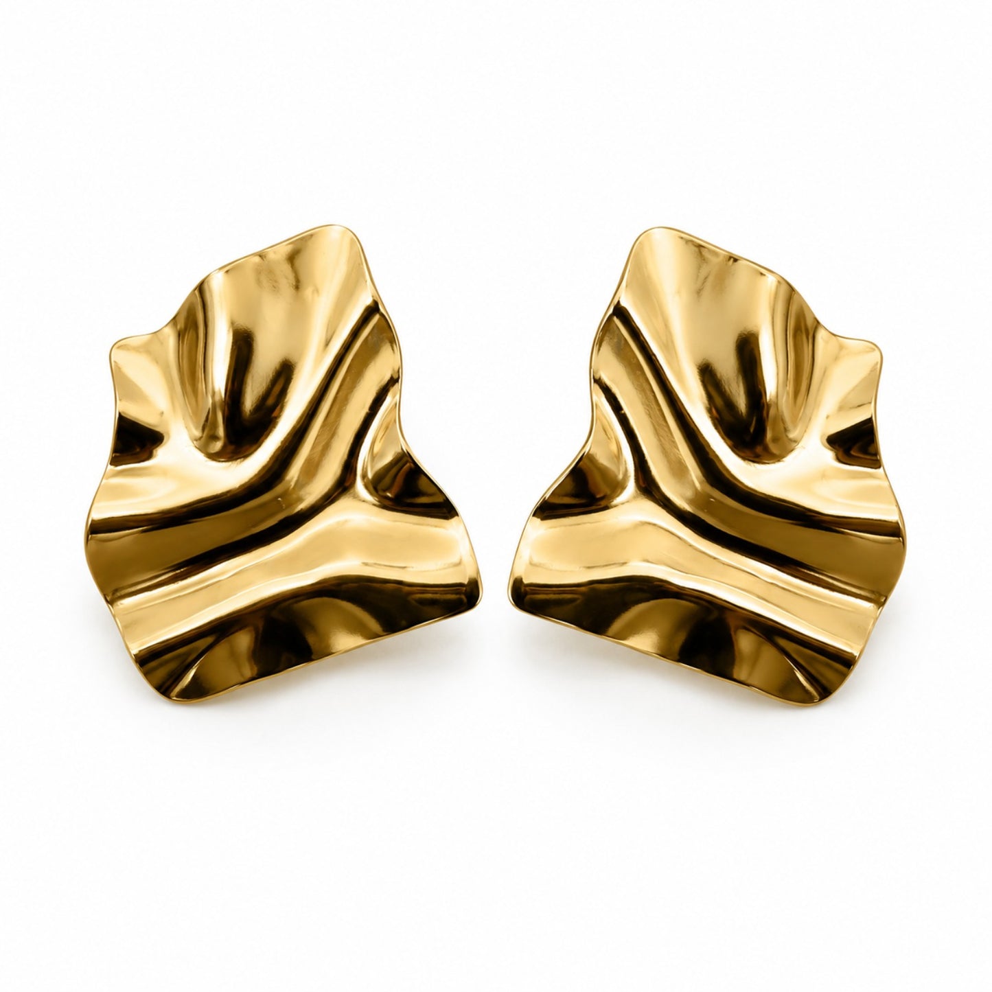 Gold Abstract Square Stud Earrings (AK91480_2)
