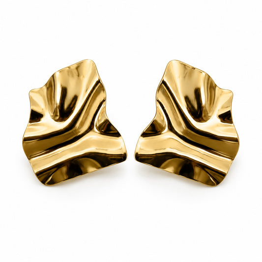 Gold Abstract Square Stud Earrings (AK91480_2)