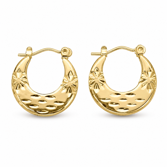 Gold Heart Bead Hoop Earrings (AK91444_2)