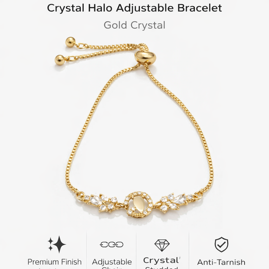 Crystal Halo Adjustable Bracelet (AK91150_2)