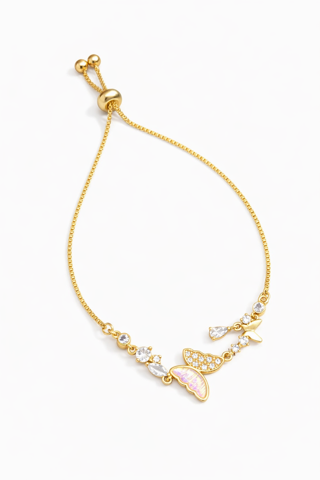 Butterfly Crystal Adjustable Bracelet (AK91150_2)