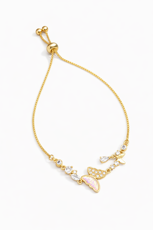 Butterfly Crystal Adjustable Bracelet (AK91150_2)