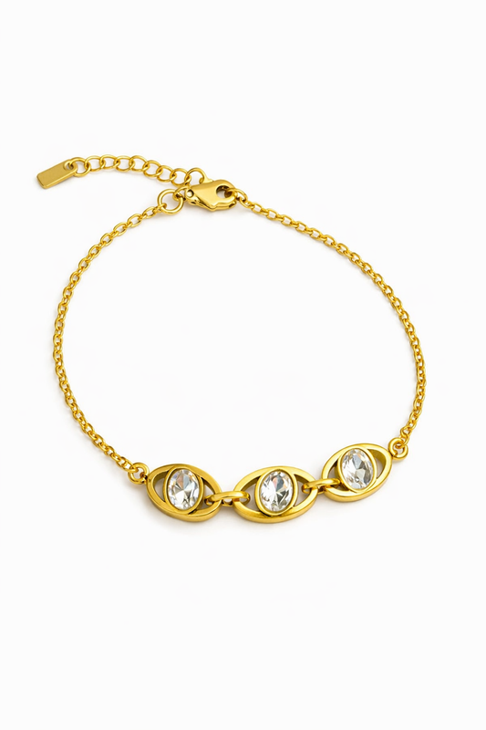 Oval Crystal Link Bracelet (AK91150_2)